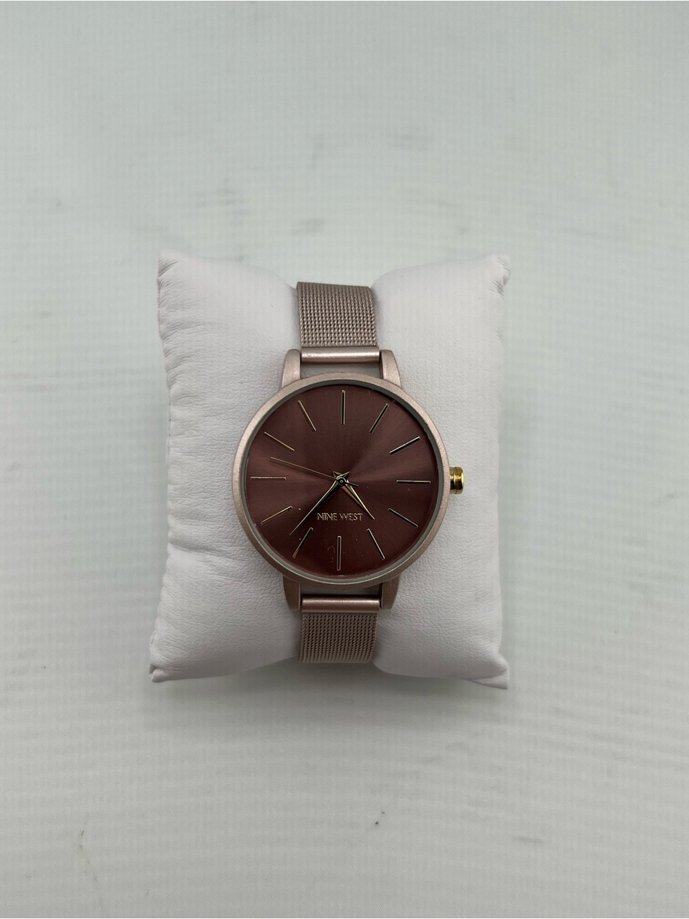 Nine West Rose Gold Brown Dial Stainless Steel Mesh Strap Watch